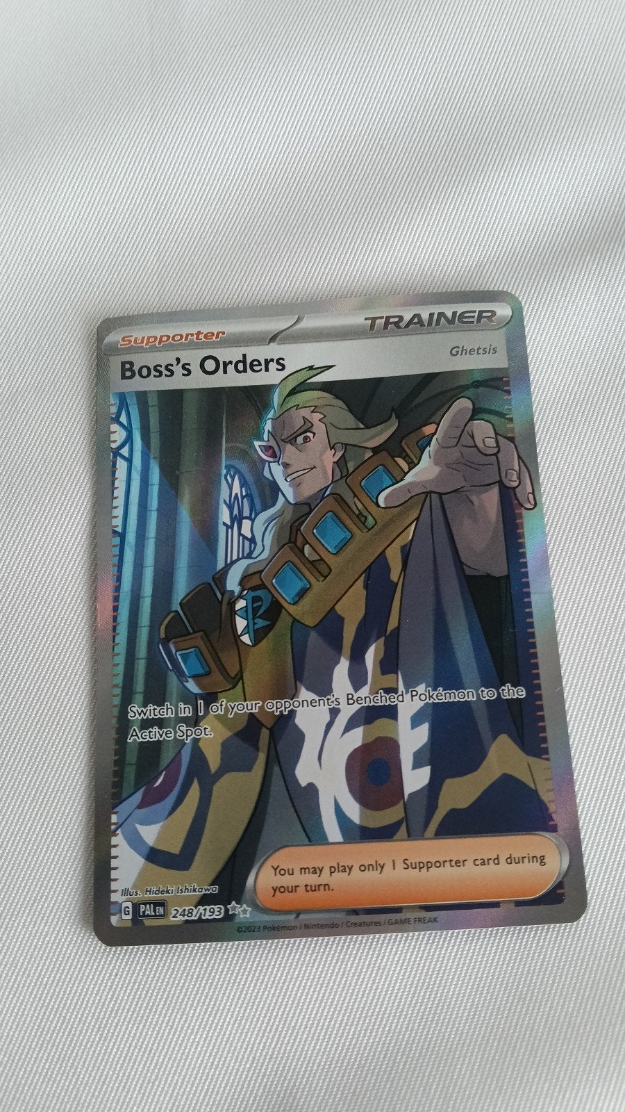 Pokémon TCG: Boss's Orders (Ghetsis) 248/193 Full Art, Ophalen of Verzenden, Zo goed als nieuw, Losse kaart, Foil