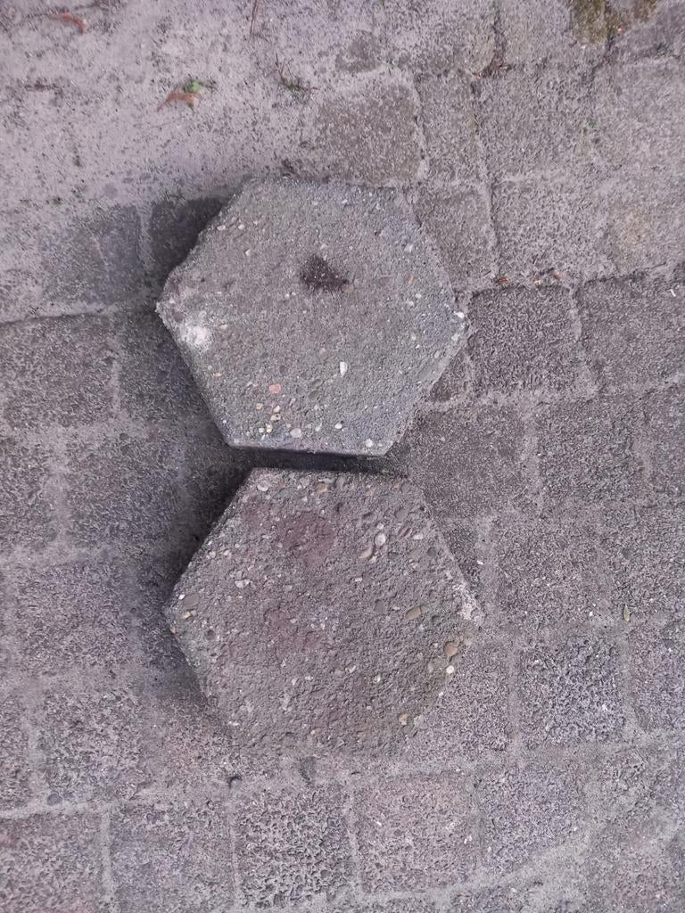 15 tuintegels, hexagon, Ophalen, Gebruikt, Beton, Terrastegels