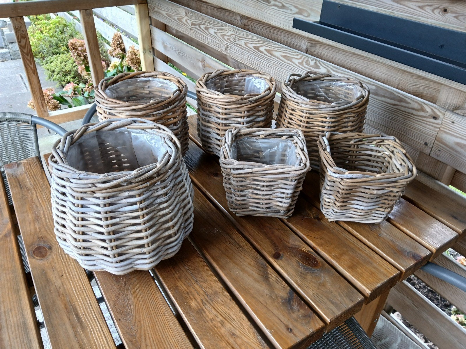 6x rieten bloempotten, Ophalen, Zo goed als nieuw, Rond, Minder dan 30 cm