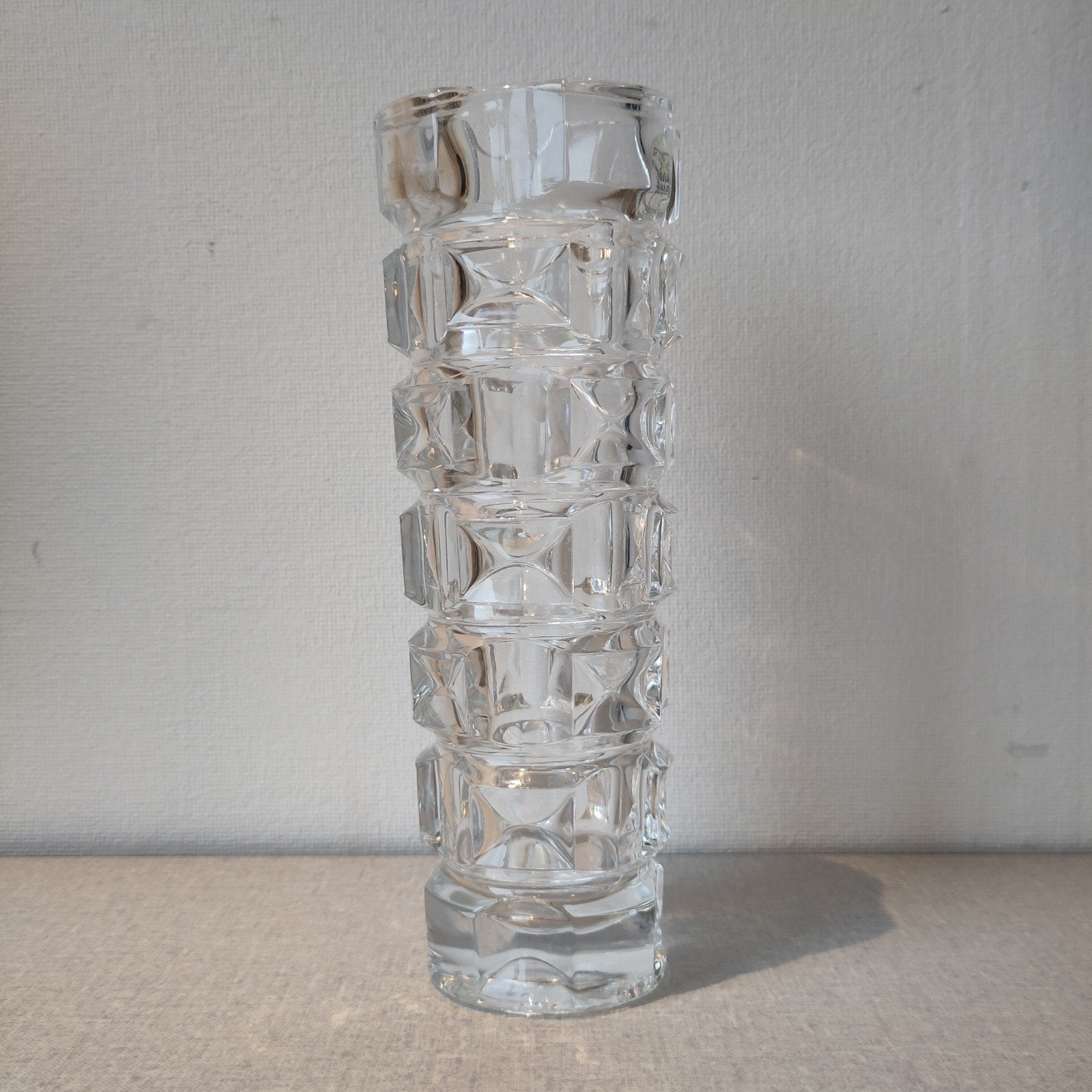 Franse kristallen vaas crystal d'arques, Met patroon/structuur, Transparant, Ophalen of Verzenden, 22 cm