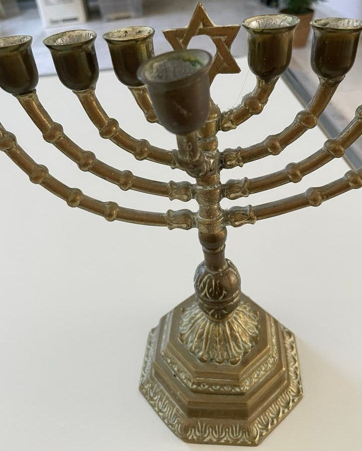 Koperen Menorah - Joodse Kandelaar met Davidster, Ophalen of Verzenden, Koper