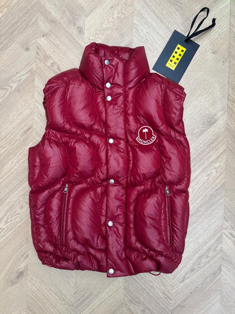 Moncler x Palm Angels Bodywarmer Maat S Origineel, Kleding | Dames, Bodywarmers, Ophalen, Zo goed als nieuw, Maat 36 (S), Rood