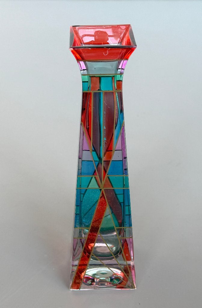 Prachtige Vintage Murano Vaas, Handgeschilderd Jaren 80, Ophalen of Verzenden