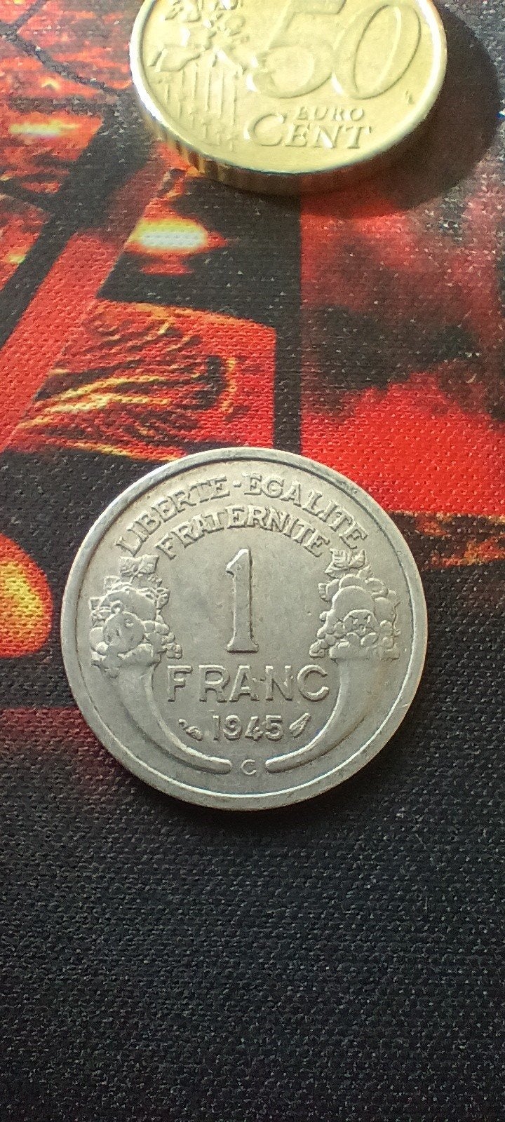 Frankrijk 1 Franc 1945 C - Zeldzame Munt, Ophalen of Verzenden, Frankrijk, Losse munt