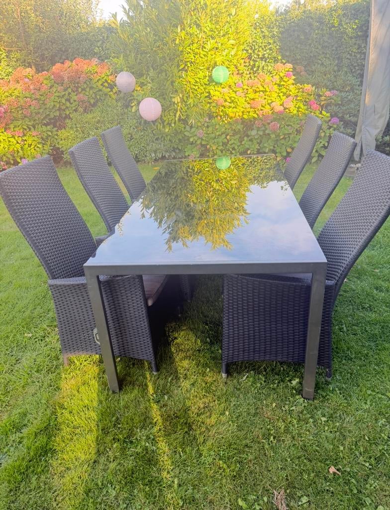 Tuinset Pure Lake Collection – tafel + 6 stoelen, Tuin en Terras, Ophalen, Gebruikt, 6 zitplaatsen, Wicker