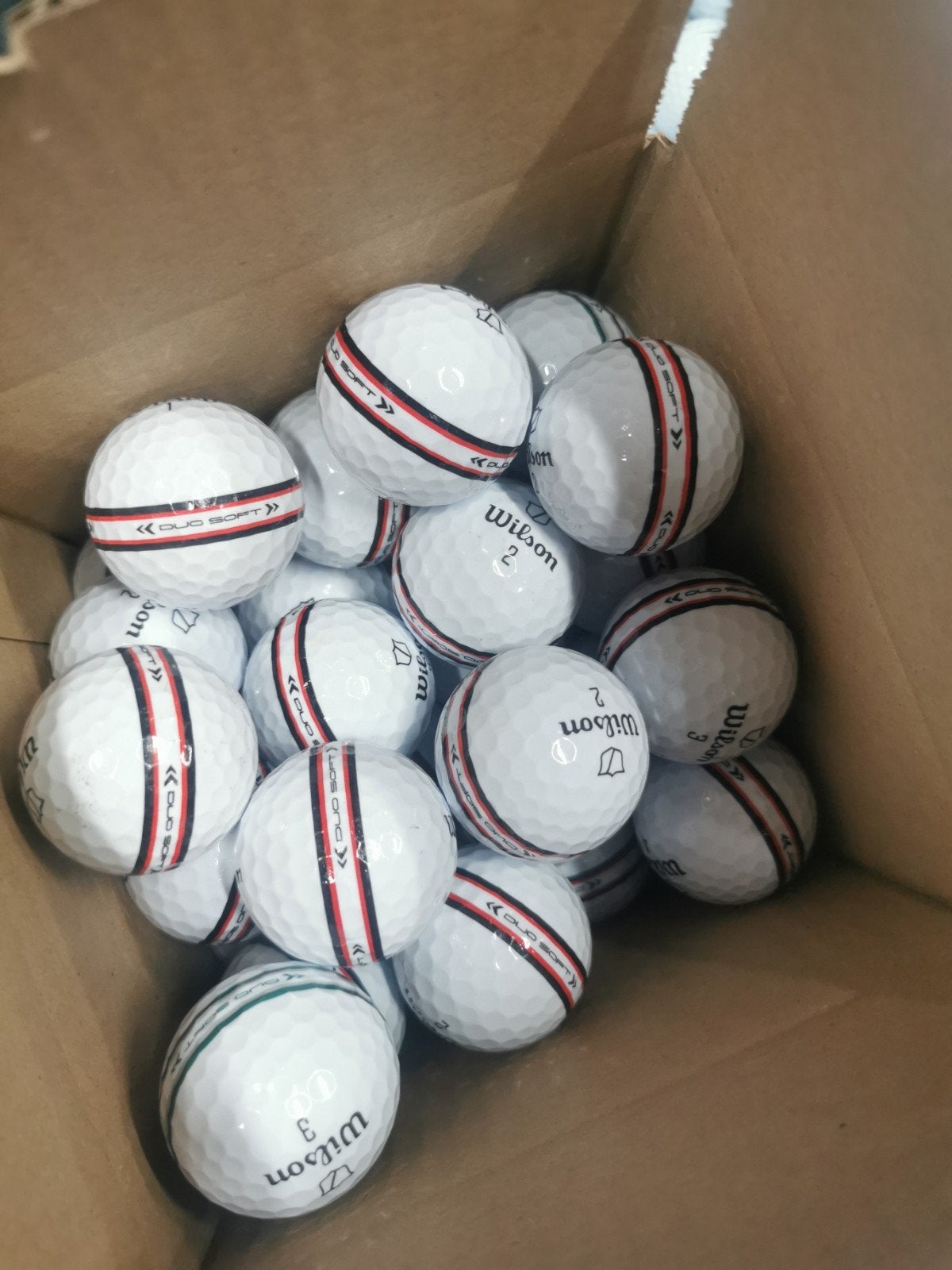 Wilson duo soft stripe golfballen 50 stuks AAAA kwaliteit, Ophalen of Verzenden, Zo goed als nieuw, Bal(len)