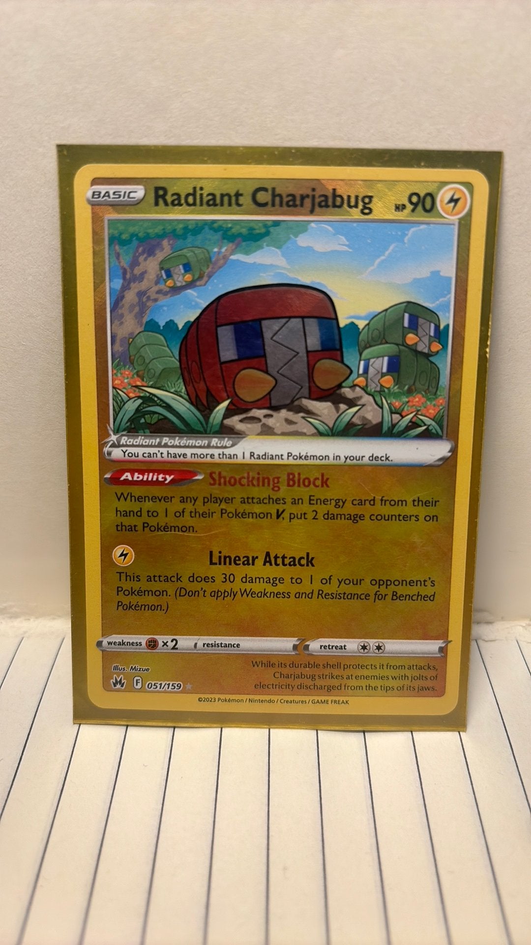 Radiant Charjabug 051/159 crown zenith pokemon kaart, Ophalen of Verzenden, Nieuw, Boosterbox