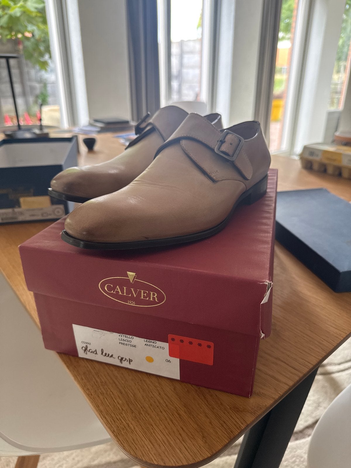 Nieuwe Calver schoenen - Maat 6 - Glad leer met gesp, Ophalen of Verzenden, Nieuw, Bruin, Veterschoenen