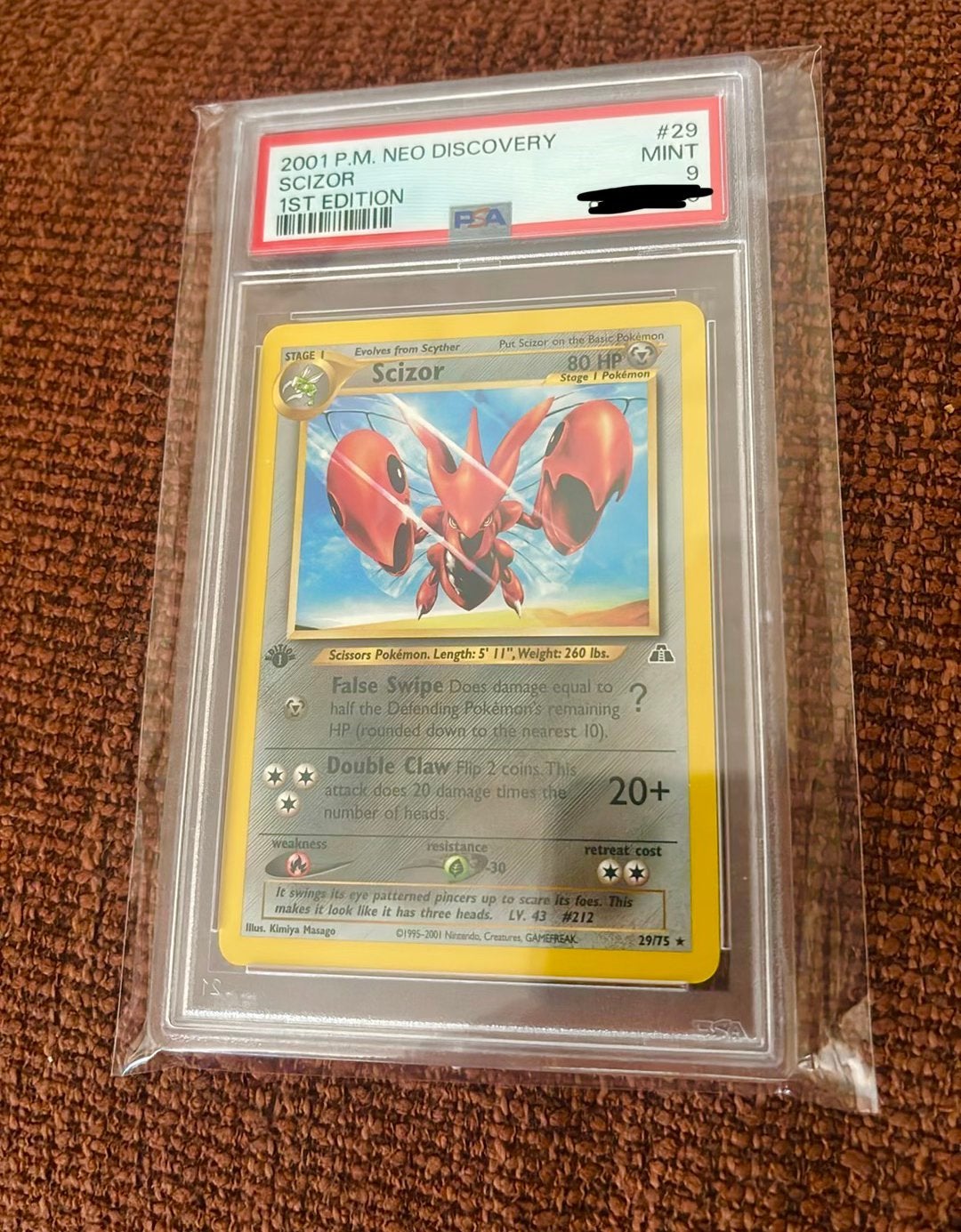 Scizor 29 , 1st edition 2001 , PSA 9, Verzenden