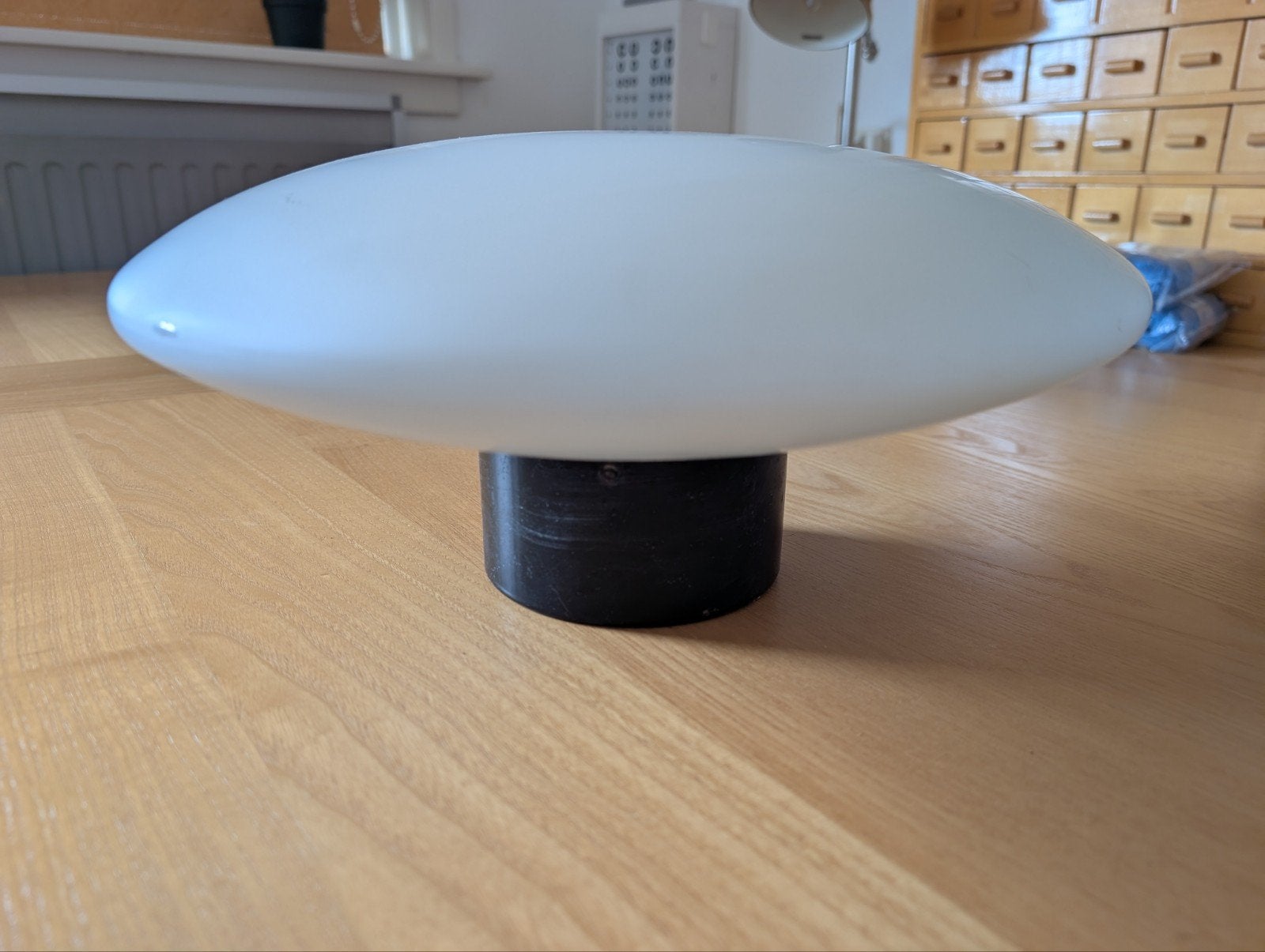 vintage discus plafond lamp, Ophalen, Gebruikt