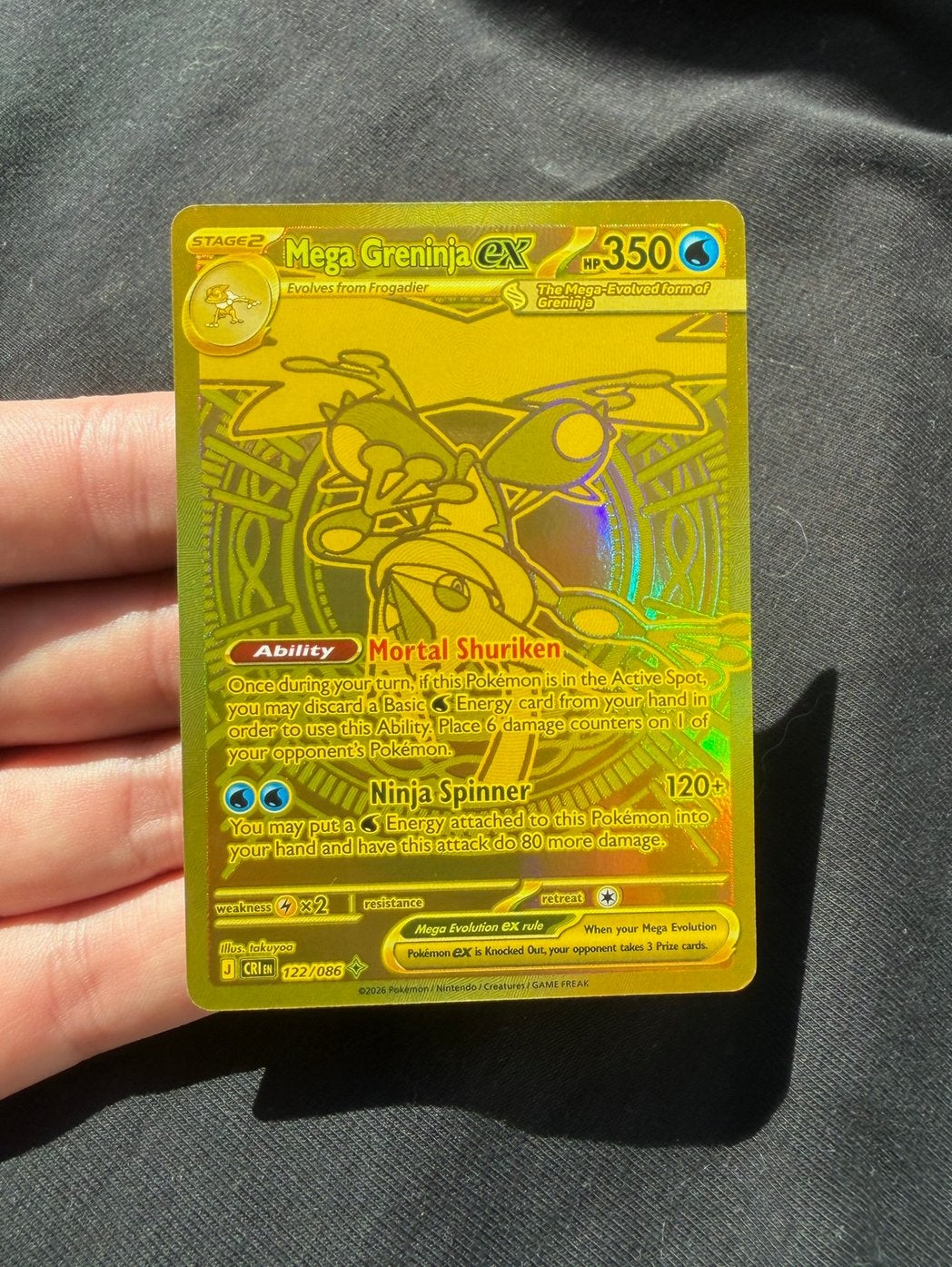 Mega Greninja ex 122 - Chaos Rising - Pokemon, Ophalen of Verzenden, Zo goed als nieuw, Losse kaart