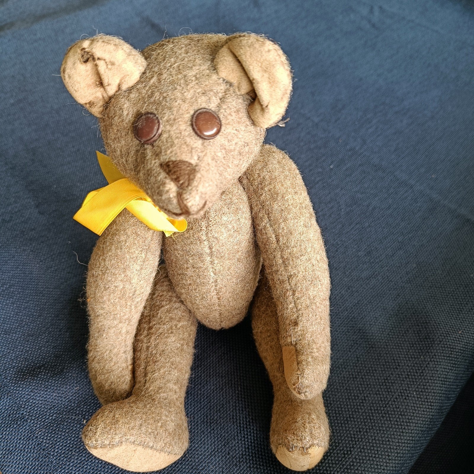 Vintage teddybeer met geel lintje, Ophalen, Gebruikt, Stoffen beer, Overige merken