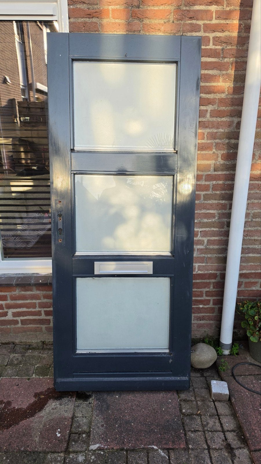 Buitendeur met glas en brievenbus - 201.5x82.5 cm, Ophalen, Gebruikt, 80 tot 100 cm, Buitendeur