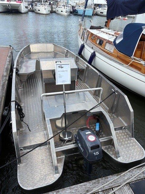 Trident 17 aluminium werkboot vaarklaar met 15 PK elekt BBM, Watersport en Boten, Ophalen, 10 tot 30 pk, Elektrisch, Trident