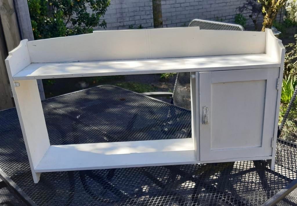 Art Deco Boekenplank / Regaal - Wit Houten Wandrek, Ophalen of Verzenden, Gebruikt