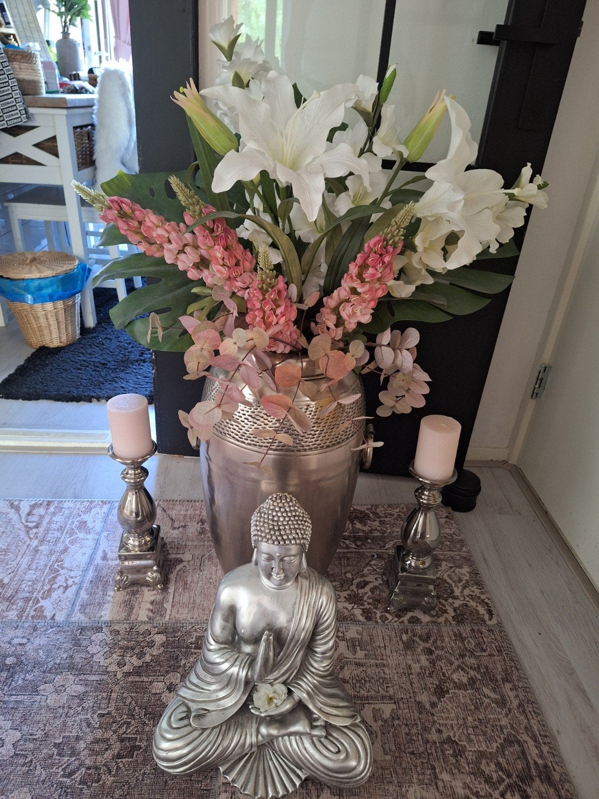 Vaas ,buddha, kaarsenstandaard  zonder bloemen en kaarsen, Ophalen, Gebruikt