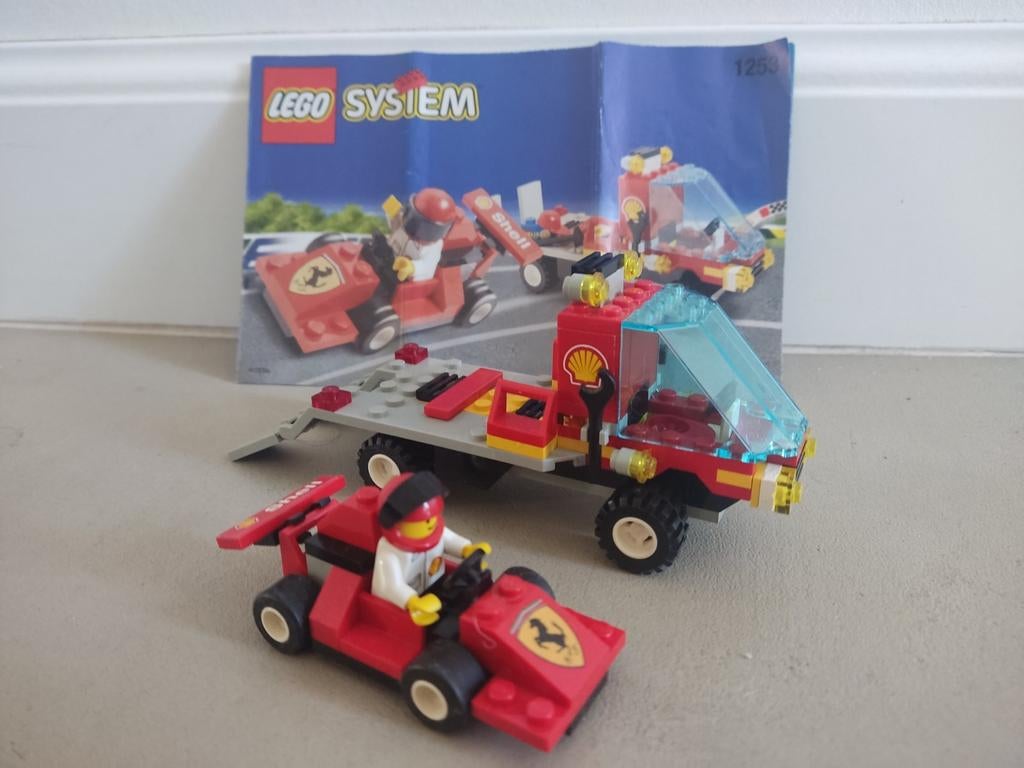 Lego System 1253 Shell Ferrari racewagen met vrachtwagen, Ophalen of Verzenden, Gebruikt