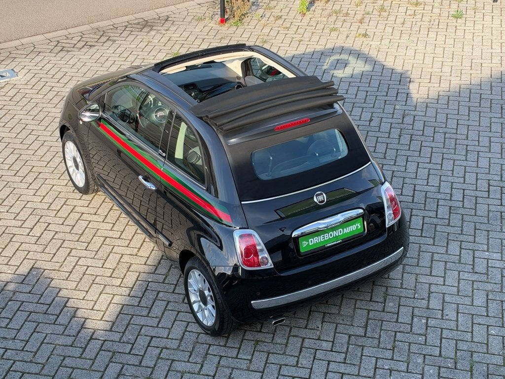 Fiat 500C 1.2 Lounge Cabrio, nieuwe APK, NAP, Euro 5, Stof, 4 cilinders, Zwart