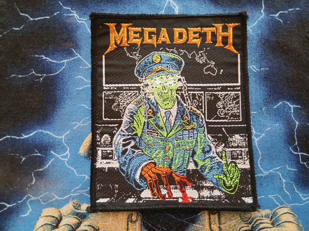 Megadeth mooie zeldzame Holy Wars vintage 1990 patch 49, Ophalen of Verzenden, Nieuw, Kleding