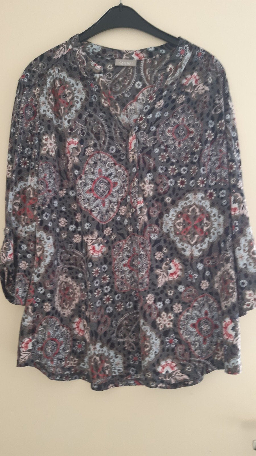 Canda Premium T-shirt met 3/4 mouw en paisley print, Meerkleurig, Ophalen of Verzenden, Lange mouw, Gedragen