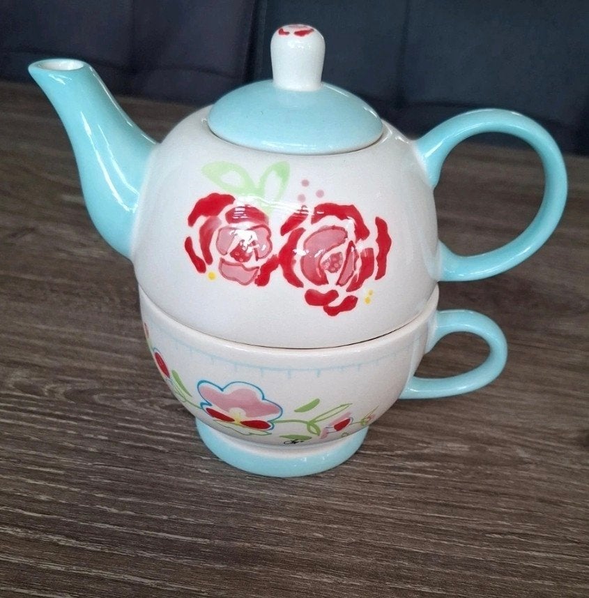 Theepot met kopje - Tea for One C'est la Vie, Ophalen, Overige merken, Keramiek, Zo goed als nieuw