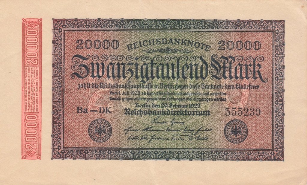 Duitse Rijk bankbiljet 20.000 Mark 20.2.1923, Pick 85, Postzegels en Munten, Bankbiljetten | Europa | Niet-Eurobiljetten, Ophalen of Verzenden