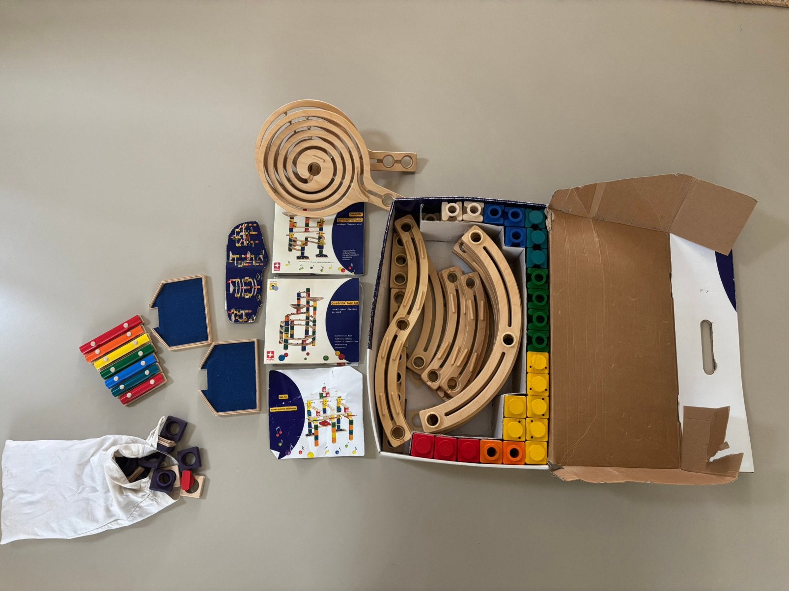 Quadrilla knikkerbaan twist set en sound blocks, Kinderen en Baby's, Speelgoed | Educatief en Creatief, Ophalen, Gebruikt, Bouwen