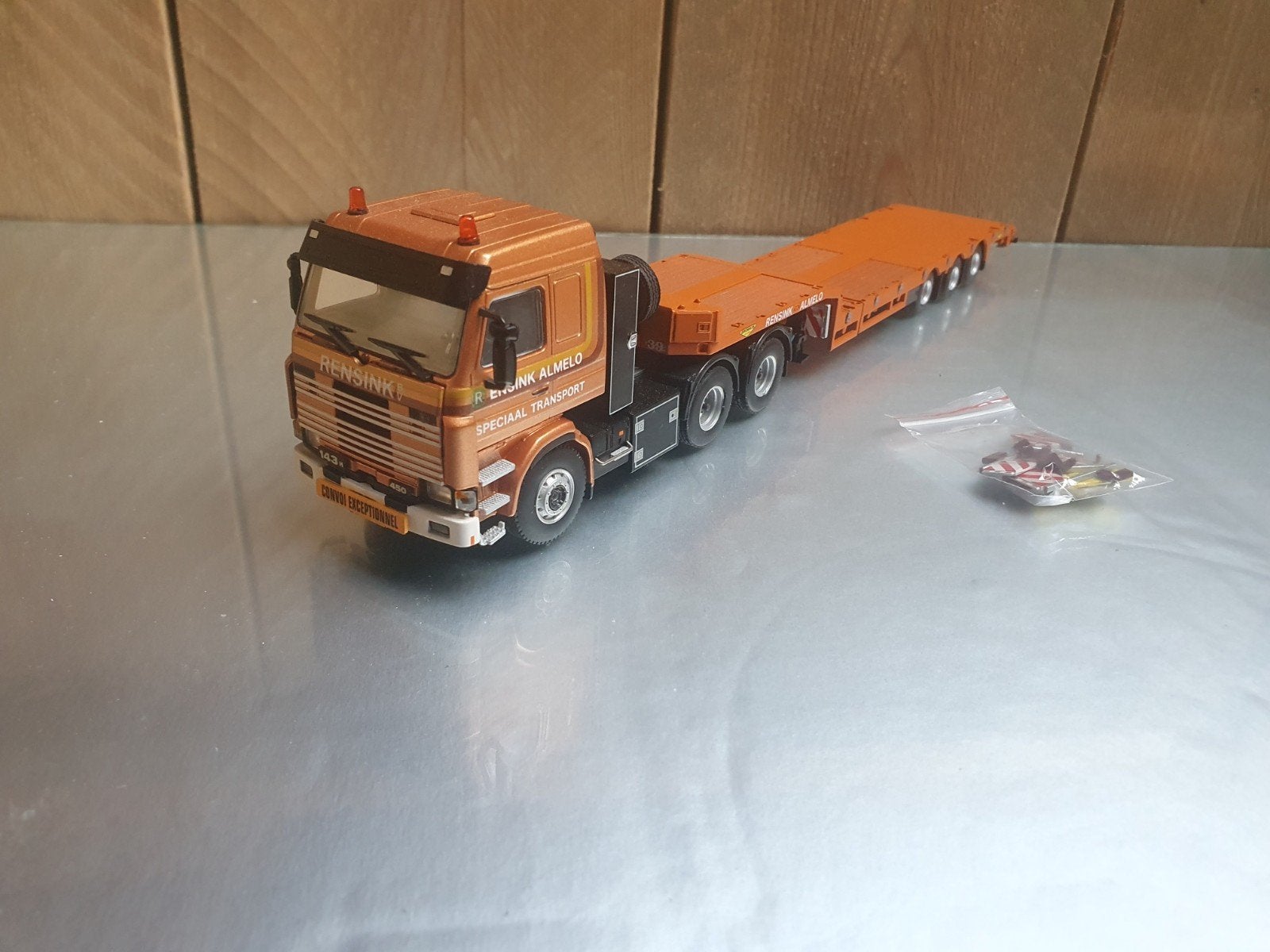 WSI Scania 143 met dieplader Rensink Almelo, Ophalen of Verzenden