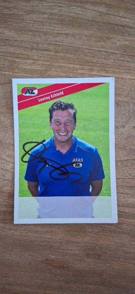 Spelerskaart met handtekening; Leeroy Echteld # AZ, Ophalen of Verzenden, Nieuw, AZ, Spelerskaart