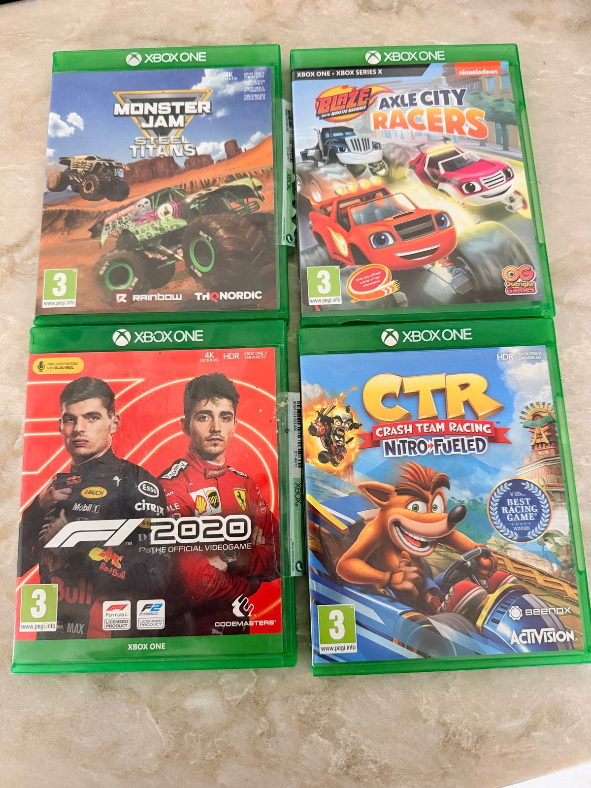 Xbox One Spellen - Monster Jam, Blaze, F1 2020, Crash Team R, Spelcomputers en Games, Gebruikt, Racen en Vliegen, Eén computer