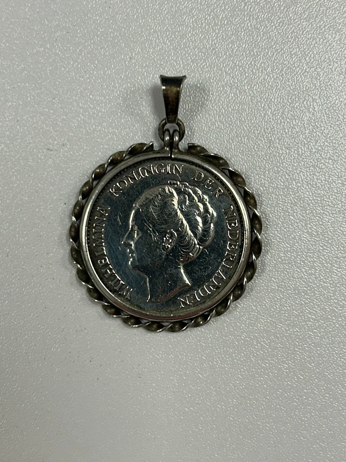Zilveren gulden 1929 in zilveren hanger (vintage), Sieraden, Tassen en Uiterlijk, Kettinghangers, Zo goed als nieuw, Zilver, Zilver
