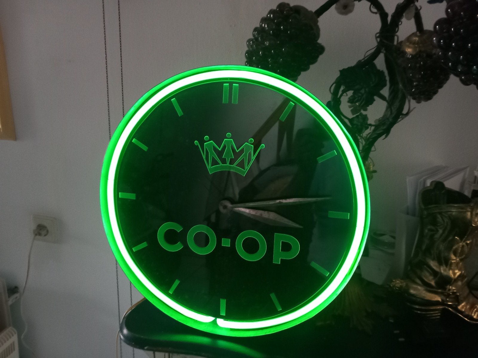 reklame 50er jaren neon klok co-op, Ophalen of Verzenden, Gebruikt, Lichtbak of (neon) lamp