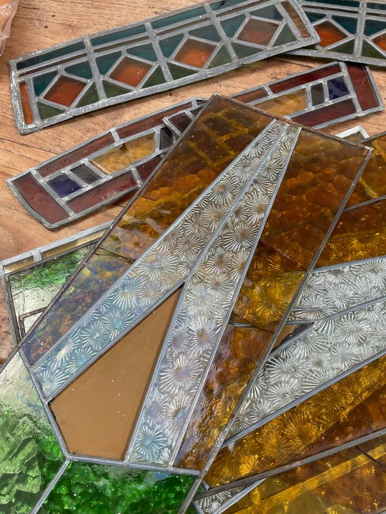 8 stuks glas in lood panelen, diverse patronen, Doe-het-zelf en Verbouw, Glas en Ramen, Ophalen of Verzenden, Zo goed als nieuw