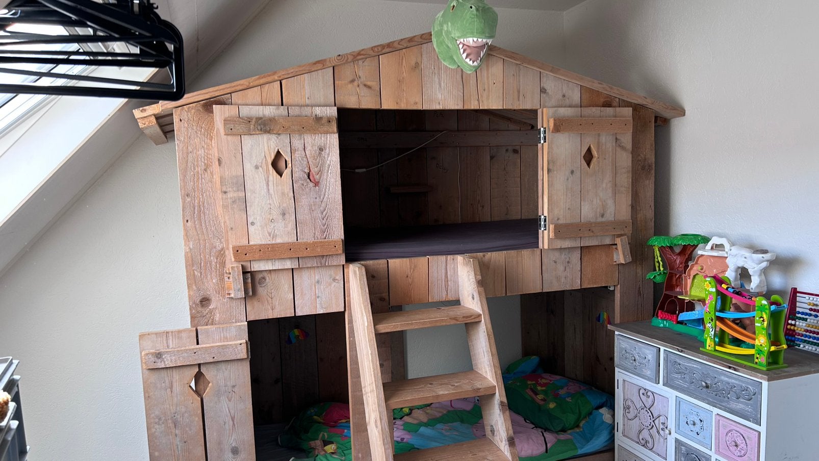 Stijgerhouten kinderbed. Stapelbed/hoogslaper, Ophalen, Gebruikt, Hoogslaper