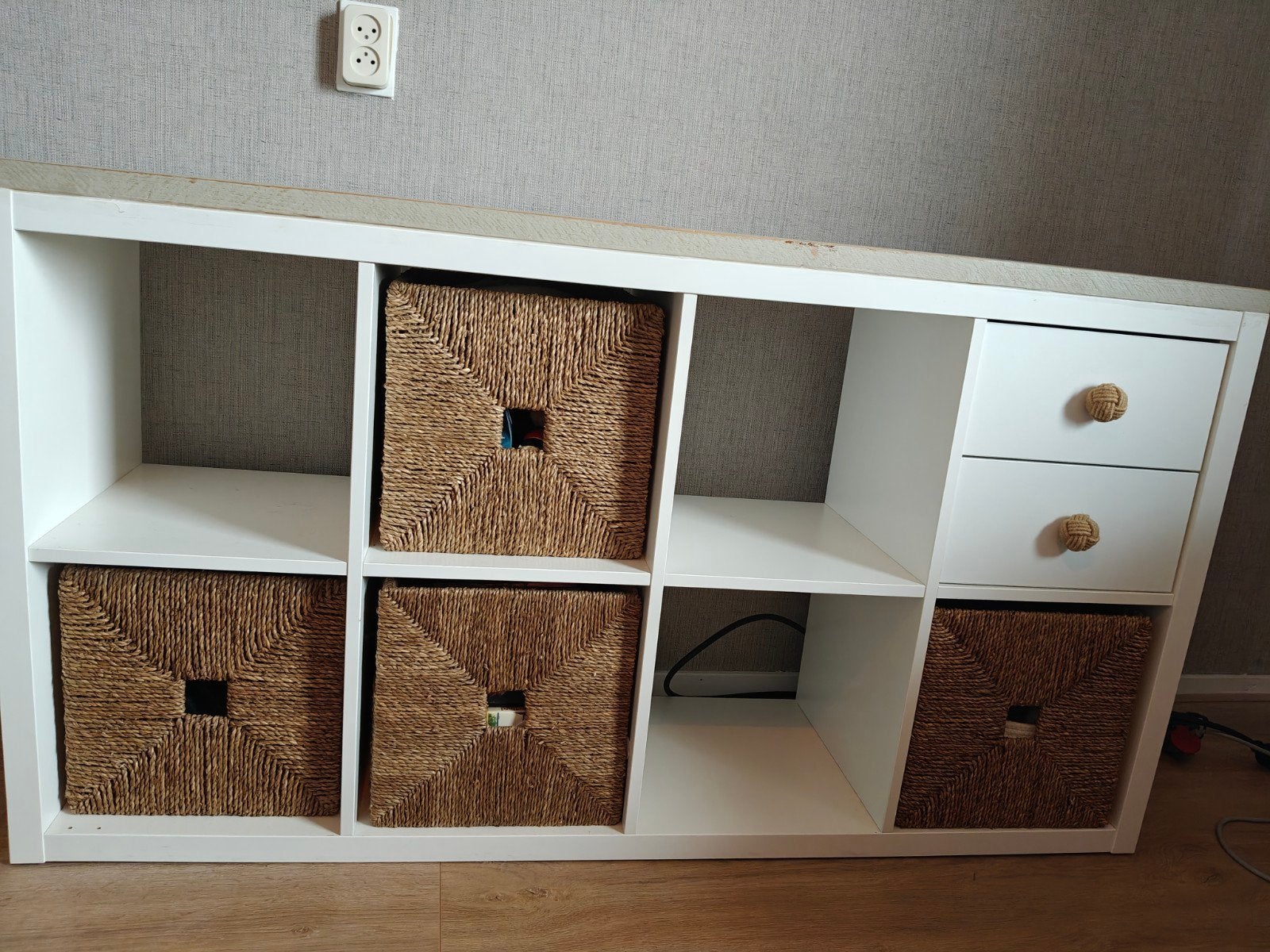 IKEA KALLAX kast wit met eikenhouten planken, Ophalen, Gebruikt