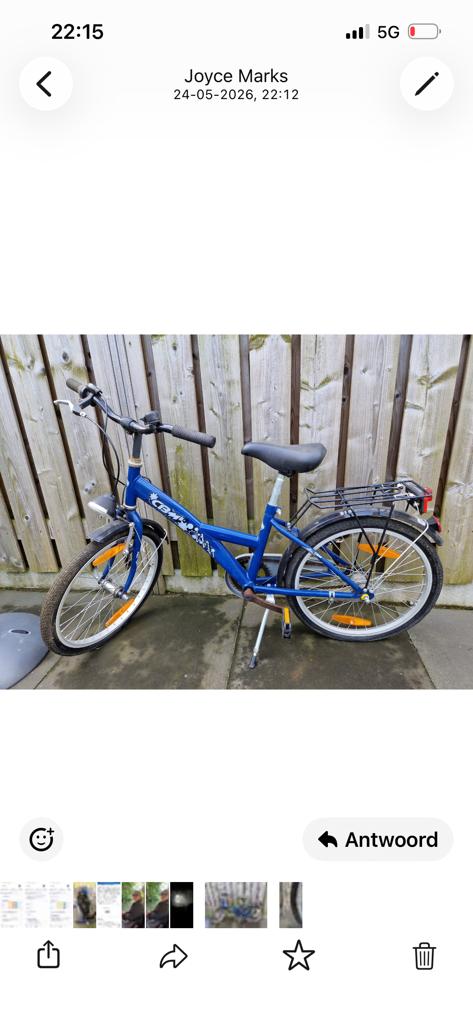 Blauwe kinderfiets 20 inch - Goede staat, Ophalen of Verzenden, Gebruikt