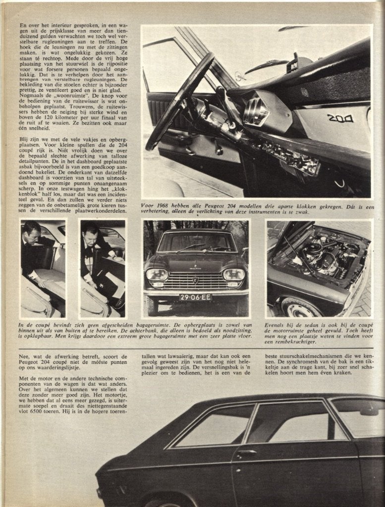 Autovisie test Peugeot 204 Coupe 1968, Ophalen of Verzenden, Gelezen, Peugeot