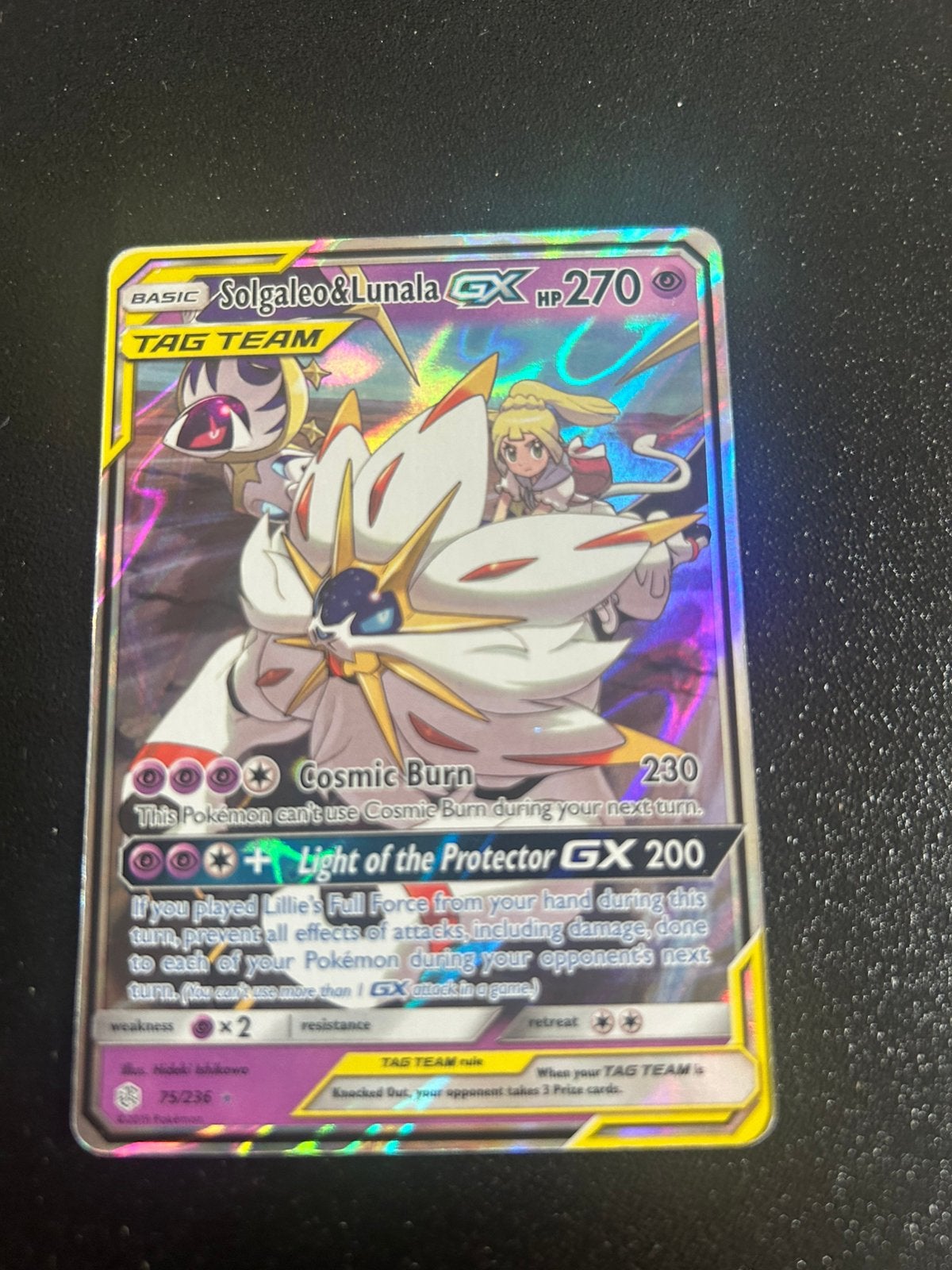 Solgaleo & Lunala GX - 75/236 - Cosmic Eclipse NM, Ophalen of Verzenden, Zo goed als nieuw, Losse kaart
