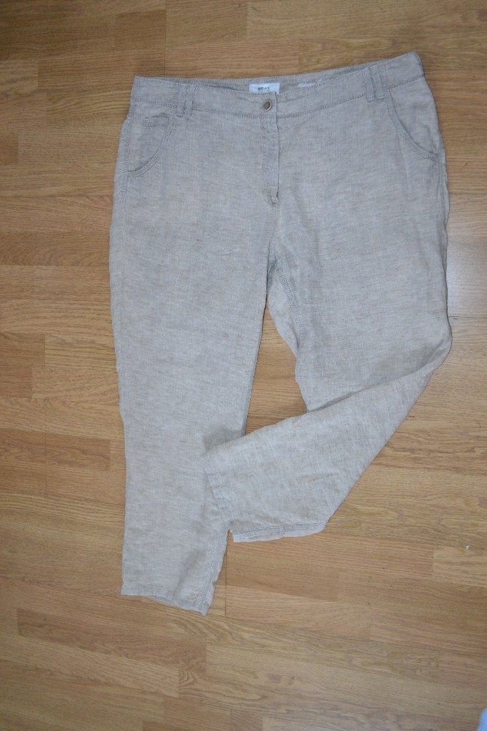 Linnen broek van BRAX maat 46, Beige, Maat 46/48 (XL) of groter, Zo goed als nieuw, Lang