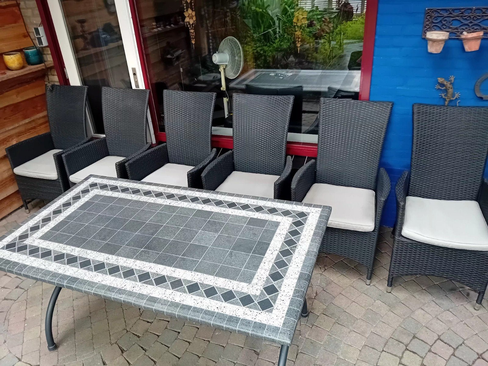 Bois Le Duc Tuinset met 6 verstelbare stoelen, Ophalen, Zo goed als nieuw, Wicker