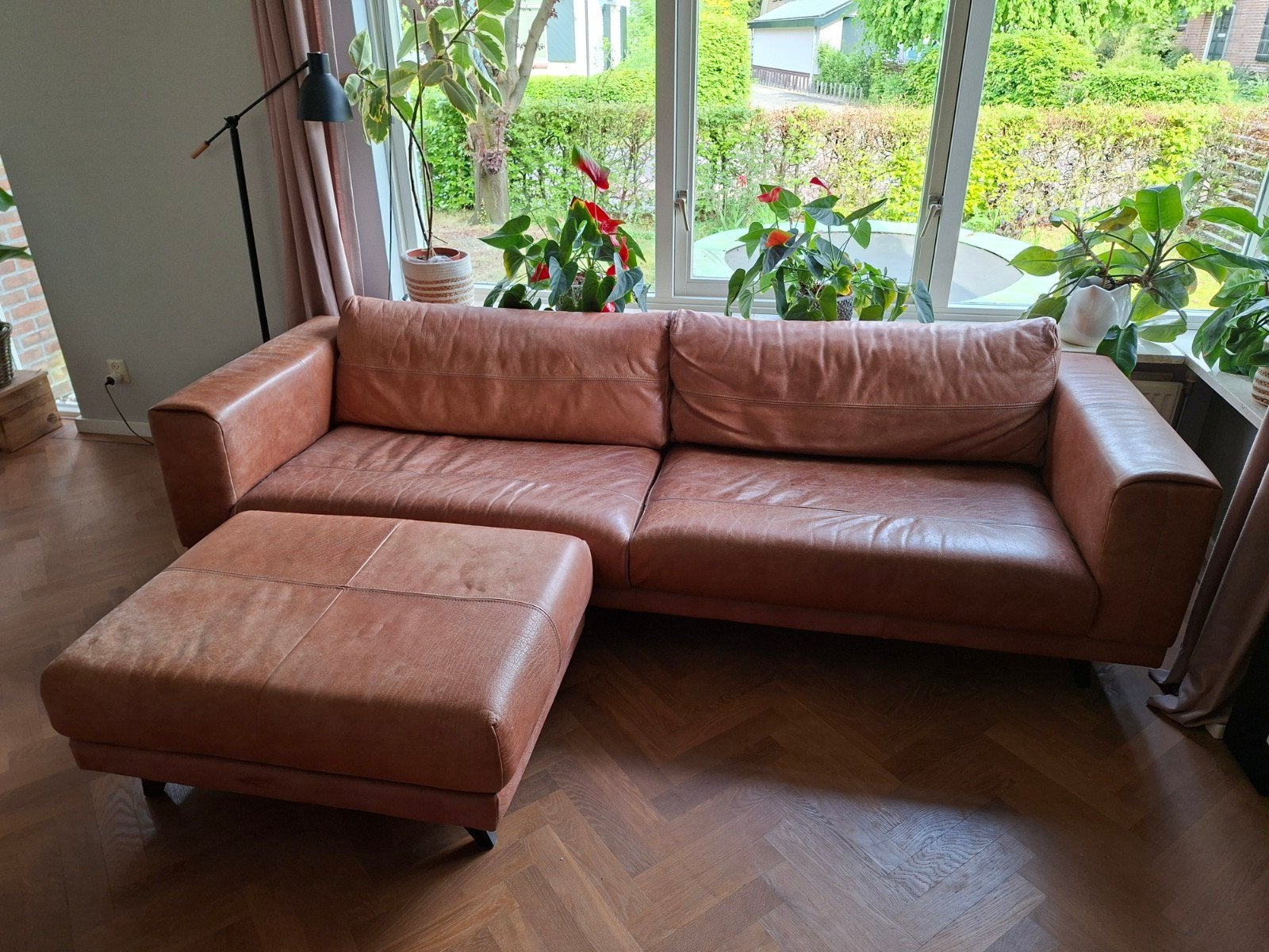 Leren 2,5 zitsbank Henders & Hazel, Huis en Inrichting, Ophalen, Gebruikt, 125 cm of meer, Leer