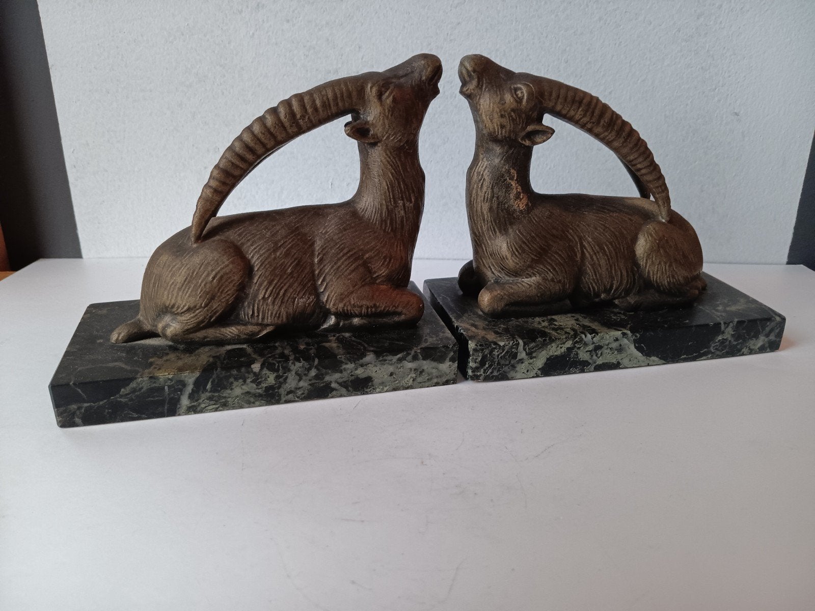 Max le Verrier? Art Deco boekensteunen, geaderd marmer, Overige typen, Minder dan 20 cm, Art deco, Ophalen of Verzenden