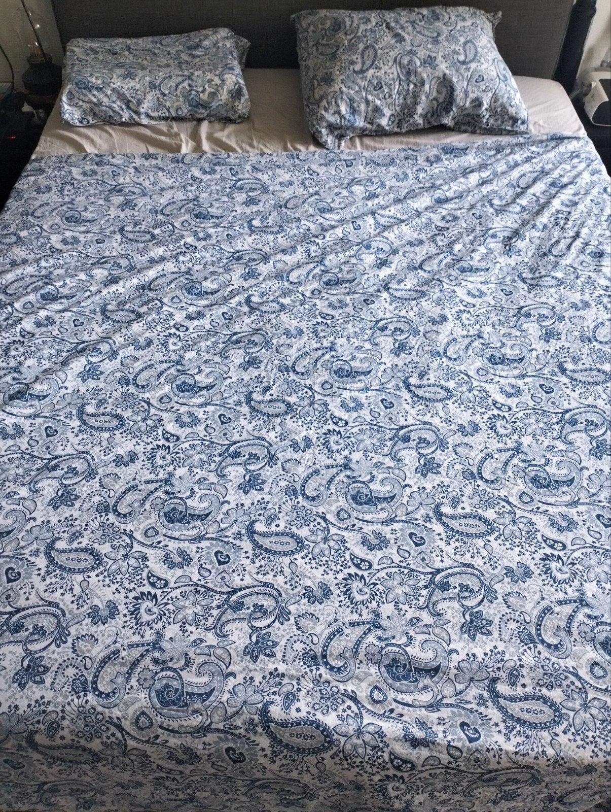 IKEA RODGERSIA Dekbedovertrek 240x220cm Blauw/Wit, Ophalen, Gebruikt, Dekbedovertrek, Katoen