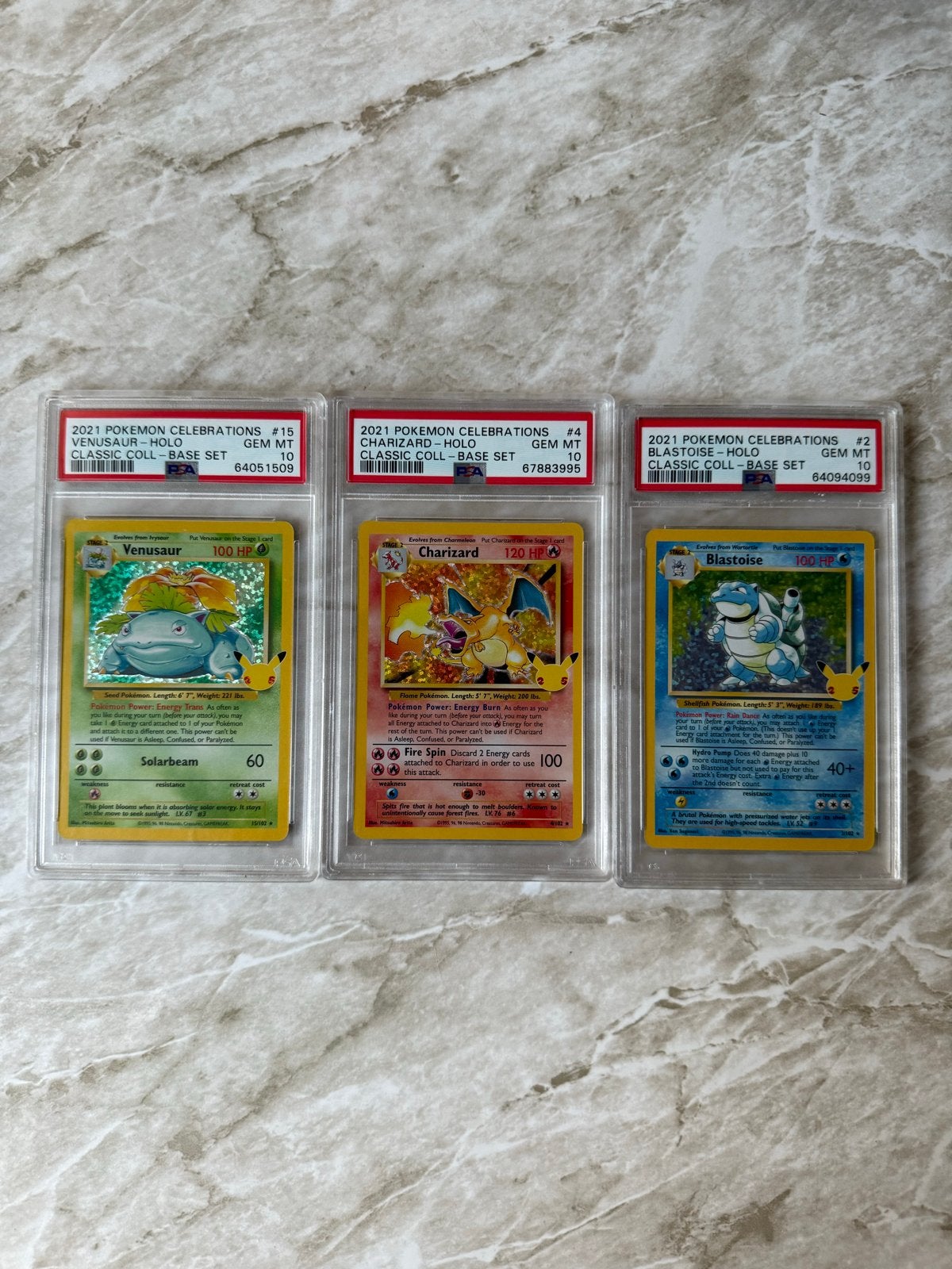 Pokémon Celebrations Big 3 PSA 10 Charizard Blastoise Venusa, Hobby en Vrije tijd, Verzamelkaartspellen | Pokémon, Ophalen of Verzenden