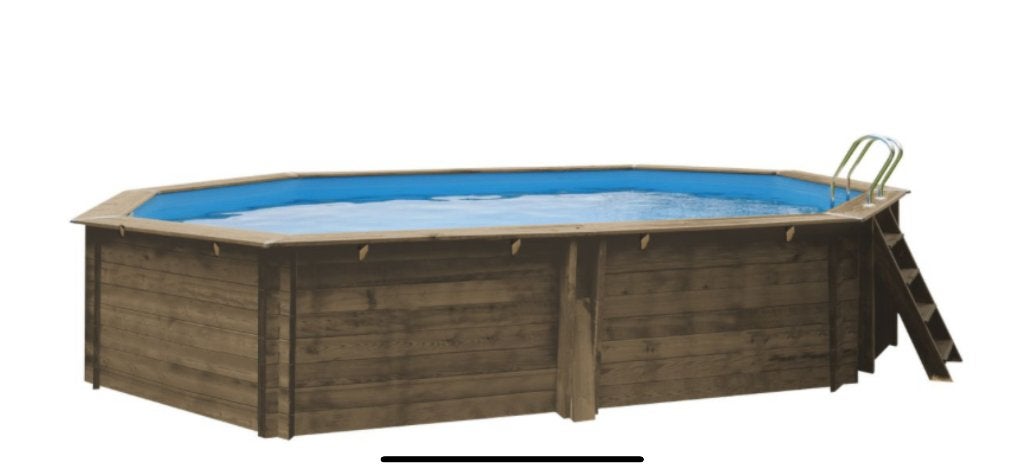 Opzet zwembad  551x351x119cm incl. W'eau WFI-007 warmtepomp, Gebruikt, 200 tot 300 cm, Ovaal, Ophalen