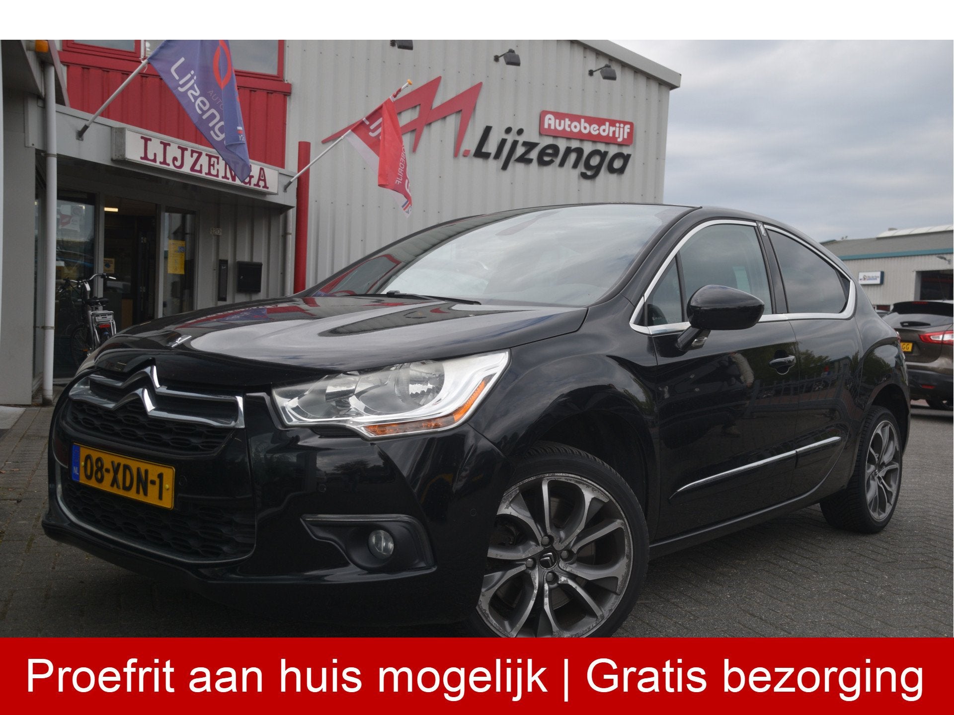 Citroën DS4 1.6 THP Sport Chic Navi | Clima | Bi-color leer, Voorwielaandrijving, Stoelverwarming, Zwart, 4 cilinders