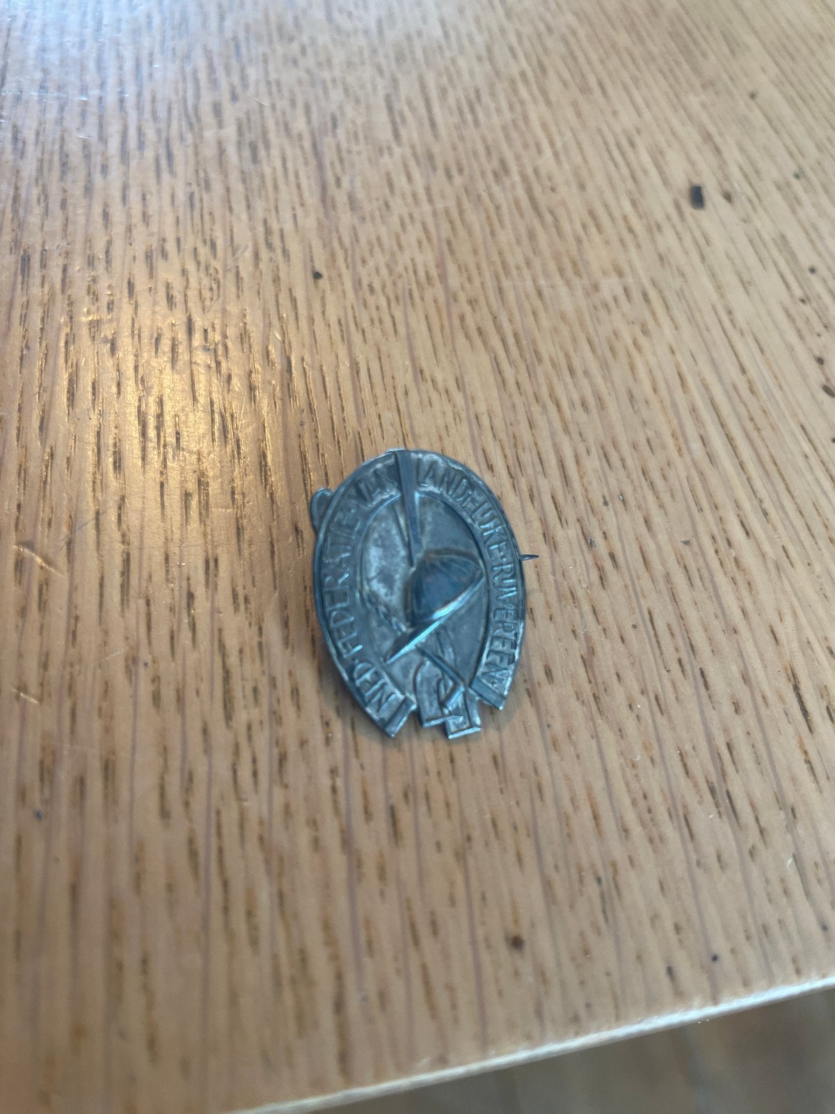Vintage Speldje "Ned Federatie van landelijke rijvereen", Ophalen of Verzenden, Gebruikt, 4 tot 7 cm, Zilver