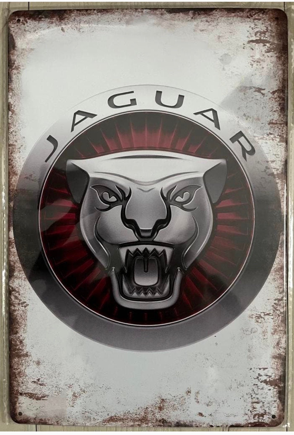 Jaguar logo metalen wandbord automerk 20x30cm, Ophalen of Verzenden, Zo goed als nieuw, Reclamebord