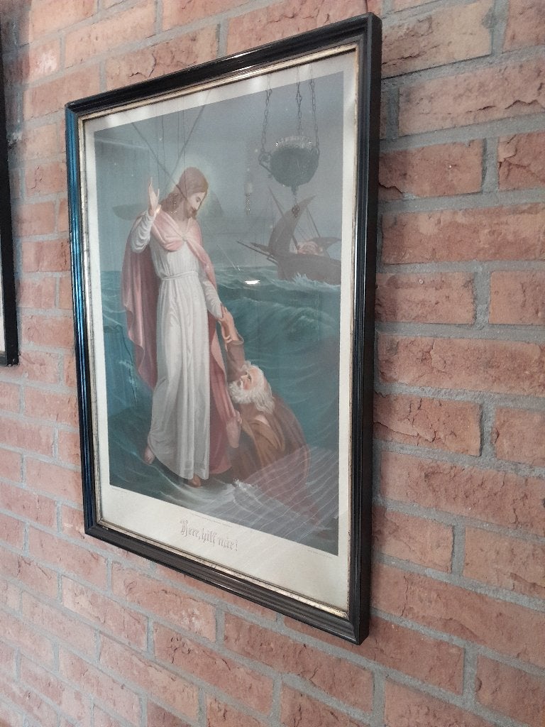 Schilderij , afdruk Carl Hirsch Herr , hilf mir, Overige stijlen, Print, Overige onderwerpen, Papier