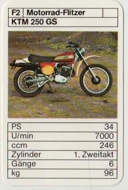 Kw1283 motorkaartje f2 ktm 250 gs, Ophalen of Verzenden, Zo goed als nieuw, Motoren